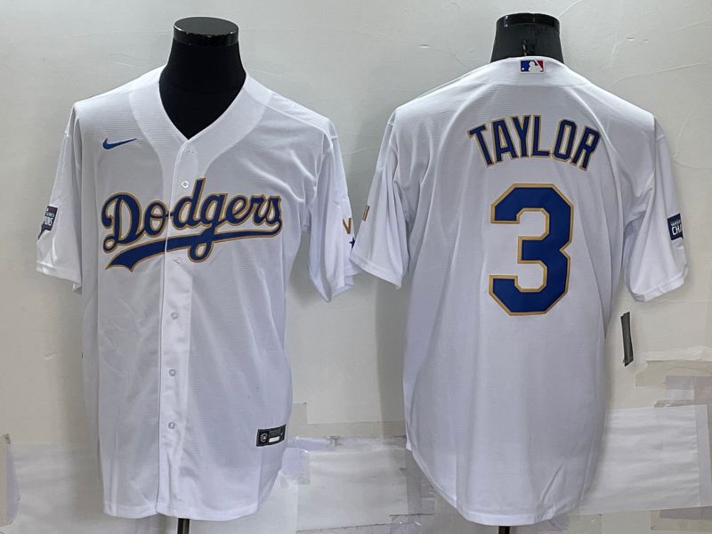 Men Los Angeles Dodgers #3 Taylor White Gold Game 2022 Nike MLB Jersey->women mlb jersey->Women Jersey
